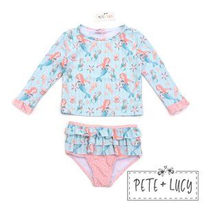 Pete + Lucy Mermaids 2 piece Rashguard Swimsuit Size 6-12M